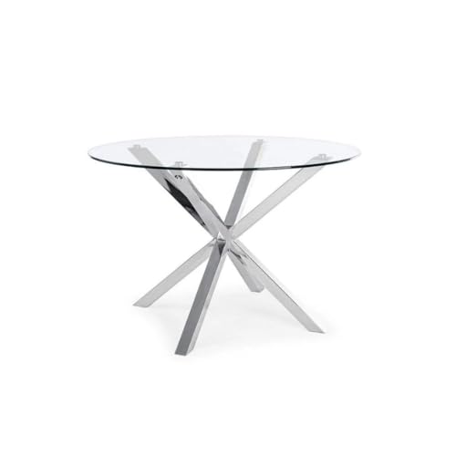 IBERA HOME - Mesa Redonda de Cristal Templado de 120 cm para Comedor o Cocina – Elegancia Contemporánea y Durabilidad (Gris)