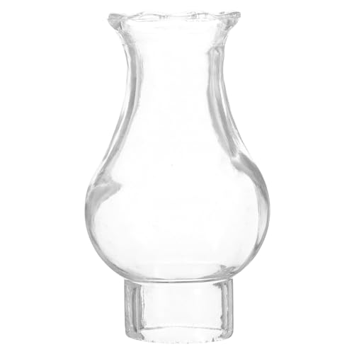 COLLBATH Abat-jour Verre Transparent pour Lampe à Pétrole Remplacement Cheminée Verre Abat-jour avec Bord Forme de Fleur Éclairage Doux et Sécurisé pour Lampes à Huile