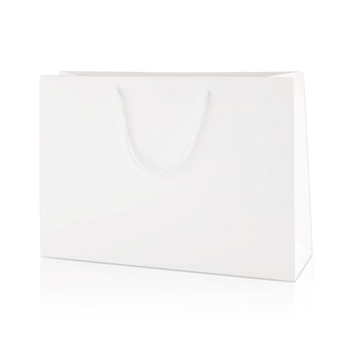 Thepaperbagstore 5 White Medium Wide Matt Laminated Gift Bags 35x24x10cm