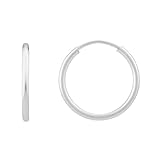 HUNTER & TROVE Infinity Endless Hoop Earrings in 925 Sterling Silver or 14K Gold fill, 14mm - 20mm sizes (.925 Sterling Silver 14mm)