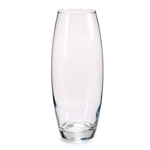 TIENDA EURASIA – Florero Cristal, Jarrones Decorativos Modernos, Florero para Centro de Mesa, Jarron Cristal Transparente, Jarrones Cristal (Abombado)