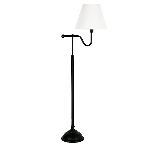 Wellesley 63" Tall Floor Lamp With Fabric Shade In Blackened Bronze/White #TOP1