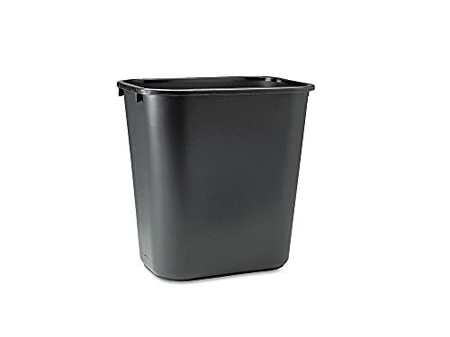 Image of Rubbermaid Commercial Products Resin Wastebasket /Trash Can, 7-Gallon /28-Quart, Black, Plastic, for Bedroom /Bathroom /Office, Fits Under Desk /Sink /Cabinet