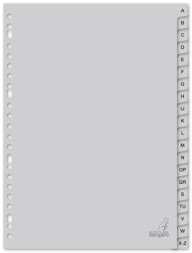 Register Kangaro A4 Buchstaben PP 120 Micron 23r. 20tlg grau
