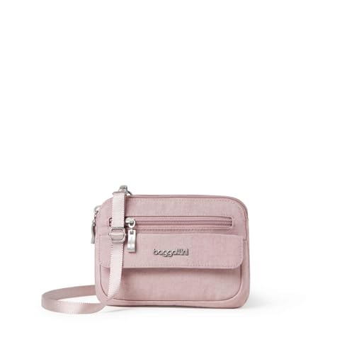Baggallini Women's Modern Everywhere Mini Crossbody 7x0.8x5.5 Cross Body Small Purse Travel Bag-Quick-Access Pocket, Blush Shimmer, One Size