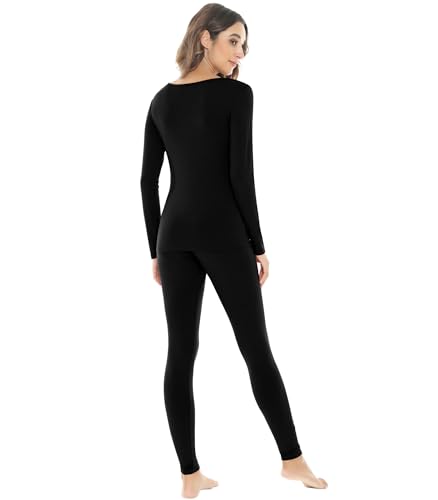 Image of NACHILA Thermal Underwear for Women-Viscose Made from Bamboo,Soft Long Johns Set Base Layer Pajamas Set Long Sleeve Pjs