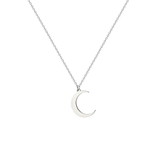 Glimmerst Crescent Moon Necklace 18K Gold Plated Stainless Steel Crescent Moon Pendant Necklace Delicate Dainty Crescent Necklace for Women