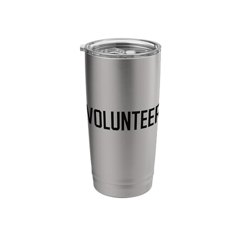 VOLUNTEER Black Back Print Text Design for Group Events Stainless