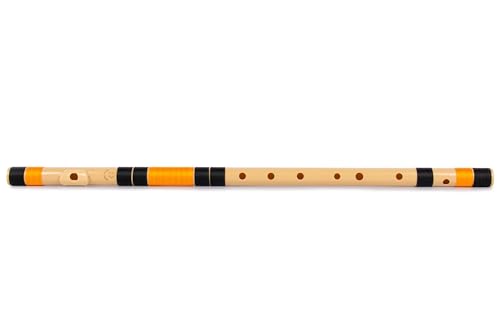 Radhe Flutes | G Natural Right Handed Base Bansuri | Black & Orange| Tuned With Tanpura A=440Hz | PVC Flute + Hindi & English Flute Lessons Radhe Flut