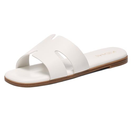 Image of KIDMI Women's Dressy Flat Sandals, Comfortable Slip On Summer Slides, Fashion Open Toe Casual Sandals