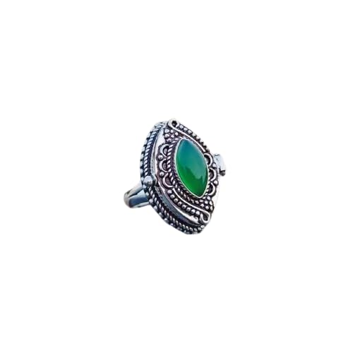 Green onyx Poison Ring,Handmade Marquise Shape Poison Ring,Pill Box Ring,Compartment Ring,Locket Ring,925 Sterling Silver Ring