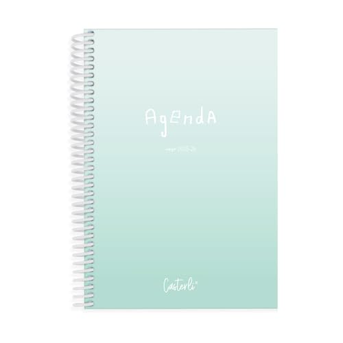 Casterli-AGENDA ESCOLAR 2021-22 BASIC color Turquesa, Semana Vista, Vertical, Tamaño ~A5, Papel 70g, Cubierta Polipropileno Opaco, Colores surtidos, 148 x 210 mm