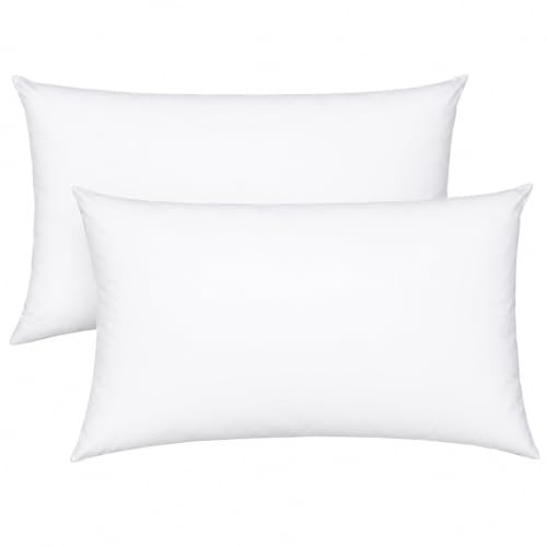 Fennco Styles White Pillow Insert - Premium Polyester Fiber, Made in USA, Square & Round Sizes (11”x15” 2-Pack)