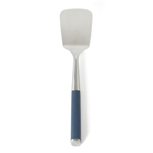 Image of Calphalon Solid Turner, Cooking Spatula, Kitchen Spatula, Stainless Steel Turner with Silicone Heat Resistance Handle, Nonstick-Safe Spatula with Ergonomic Handle (Navy)