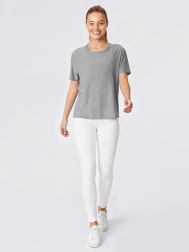 Image of ODODOS Women's Performance Cropped Tee Ultra Soft odSTRATUM Tech Short Sleeve Relaxed Top Crew Neck T-Shirts