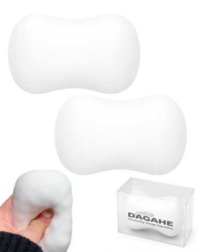 Crunchy Soap Squishy ASMR Bead Filled Realistic Handmade Bar Soap-Shaped Stress Ball Non Rebound Cute Squeeze Sensory Fidget Toy with Beads Inside for Adults Office Anxiety Relief(White*2)