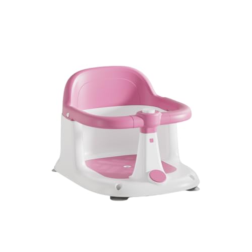 TVTKEベビーバスチェア 赤ちゃん 浴槽用 補助イス - 滑り止めお風呂チェア 温度感知設計 環境に優しい素材 丸いエッジ ラップアラウンドデザイン お風呂 沐浴 滑り止め 安全に使用できます 多機能 子供用椅子 (ピンク,標準バージョン)