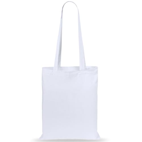 eBuyGB Shopping Tote Shoulder Bag, 100% Cotton, White, 2.54 x 2.54 x 2.54 cm