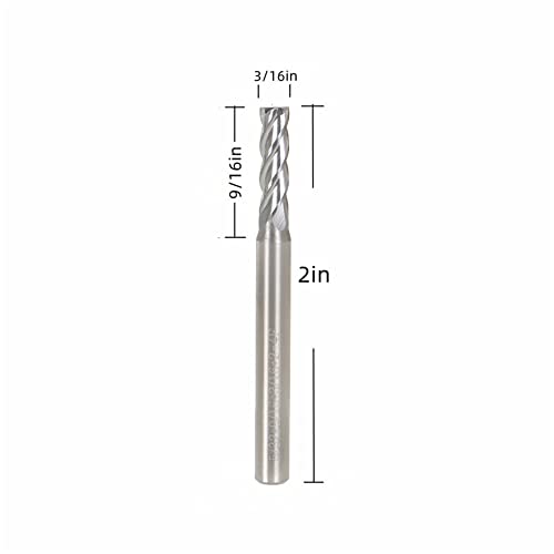 Image of 3 /16 Inch Milling Cutter 4 Slot Carbide End Milling Cutter Suitable for Aluminum Cutting Non-Ferrous Metal Cutting 5 Pieces