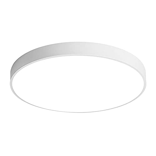 Luz de techo LED redonda moderna y simple Accesorio de montaje empotrado ultrafino Lámpara de techo de ahorro Iluminación industrial Luz de techo Panel de luz 3 Temperaturas de color for Office Cor (