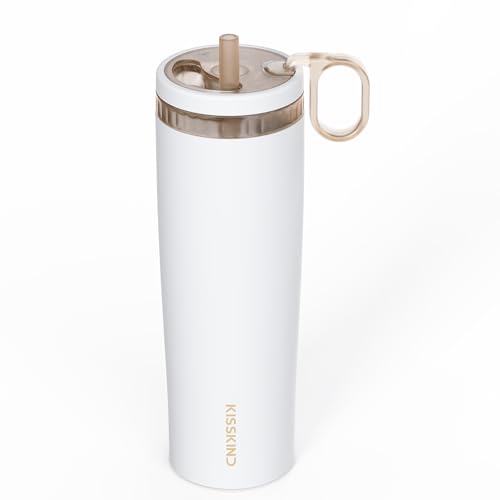Image of KISSKIND Leakproof Iced Coffee Tumbler 24 oz, Insulated Ceramic Lined Cup