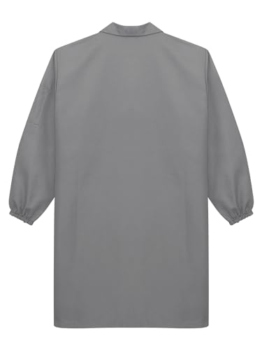 Image of Oyolan Men's Exterior Pocket Long Sleeve Work Coat Button Down Wear Resistant Cotton Jacket Lab Coat