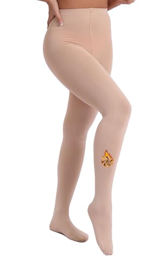 Image of MERYLURE Fleece Lined Tights Women, Winter Warm Opaque Thermal Pantyhose, High Waisted Thick Control Top Leggings