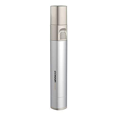 ConairMan Nose Hair Trimmer for Men, For Nose, Ear, and Eyebrows, Patent 360 Bevel Blade for No Pull, No Snag Trimming Experience, Cordless High Performance Metal Trimmer