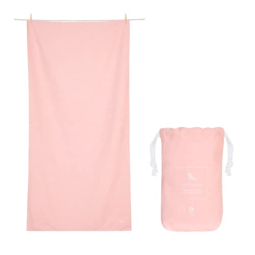 Dock & Bay Beach Towel - Quick Dry, Sand Free - Compact, Lightweight - 100% Recycled - Includes Bag - Essential - Pink, Extra Large (200x90cm, 78x35)