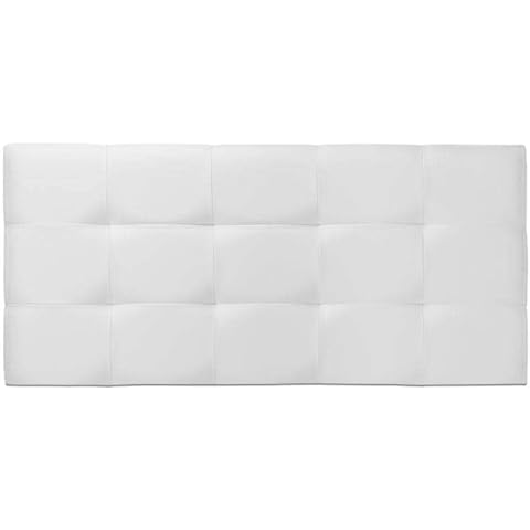 Ventadecolchones - Cabecero de Cama Tapizado Acolchado de Dormitorio en Polipiel con capitoné Modelo Tablet Blanco Cover
