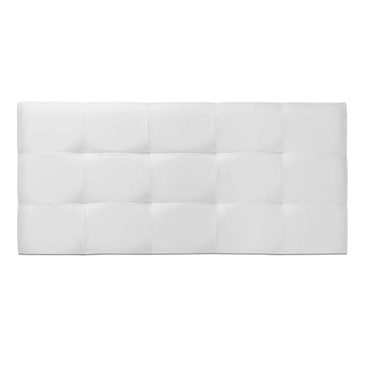 Ventadecolchones - Cabecero de Cama Tapizado Acolchado de Dormitorio en Polipiel con capitoné Modelo Tablet Blanco y Medidas 91 x 70 cm para Camas de 80 ó 90