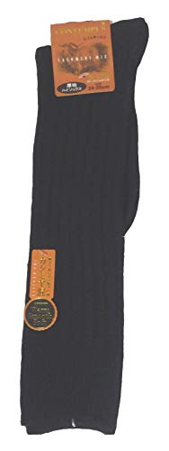 ハイソックス メンズ カシミア混 厚地 無地 リブ編み