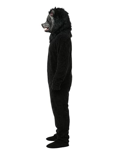 Image of Premium Fur Black Bear Mascot Costume, Full Body Soft Plush Animal Costume with Realistic Mask, Jungle Theme for Kids & Adults, Halloween & Stage Show Outfit