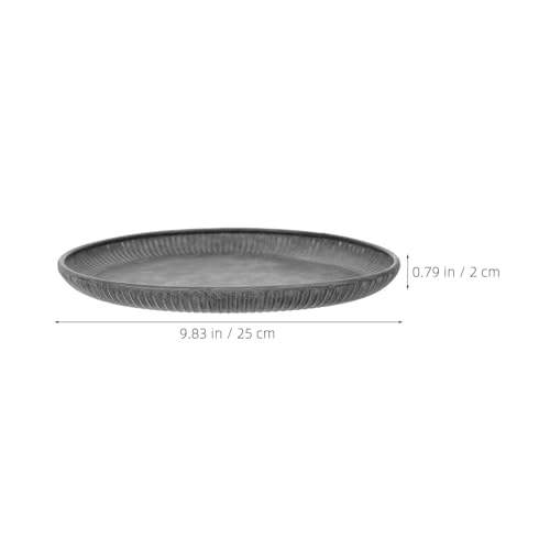 Bandeja decorativa redonda de hierro 25x25x2cm con borde ondulado estilo vintage metálica LIGHTAOTAO 3