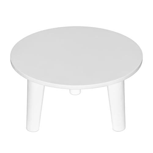 Spetebo Holz Blumenteller rund 25 cm - weiß - Holz Pflanzenhocker mit 3 Füßen - Pflanzenständer Deko Hocker für Blumen und Pflanzen