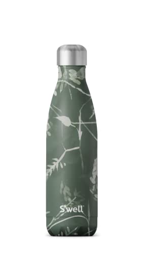 S'well Stainless Steel Water Bottle 17 Ounces Green Foliage Triple Layered Vacuum Insulated Containers Keeps Drinks Cold for 36 Hours and Hot for 18 Perfect for On The Go