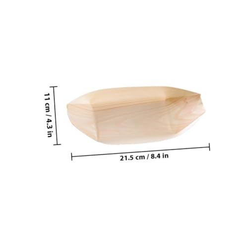 Bandejas desechables SUPVOX madera 21.5cm x 11cm 100 pcs miniatura 2