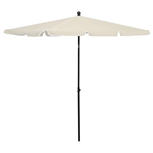 Parasol de en porte-à-faux 210x140 cm sable pour terrasse moderne