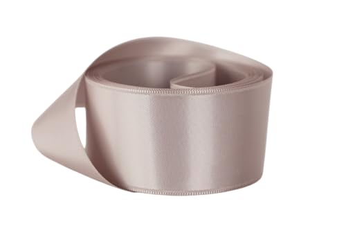 Image of Ribbon Bazaar Double Faced Satin - Premium Gloss Finish - 100% Polyester Ribbon for Gift Wrapping, Crafts, Scrapbooking, Hair Bow, Decorating & More - 7 /8 inch Light Mocha 50yd Spool