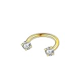 Pendientes de tragus, 1 pieza de aro de titanio para fosa nasal, joyería para mujer, anillo de herradura con circonita cúbica, 1.2x10mm+3mm, Metal, Circonita cúbica