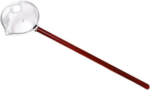 Mouth Blown Glass Cooking Ladle 9.92'' Long Handle Serving Ladle Spoon Soup Ladle for Punch Soup Sauce Egg Kitchen Restaurant Hot Pot (Red)