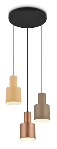 Trio Suspension Agudo 319430317, Métal Noir mat, Abat-jour Métal Café/Beige/Taupe, sauf 3x E27