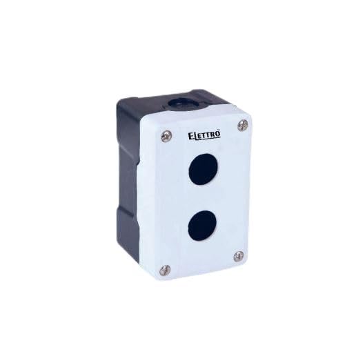 push button switch control station box, white and black (2 button hole)