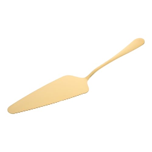 BESPORTBLE Pala para Pasteles de Acero Inoxidable 304 Cuchilla Dentada Color Dorado Herramienta para Hornear y Servir Pizza Queso y Crema Adecuado para Bodas y Repostería