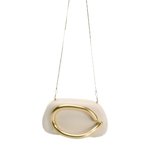 Image of Evening Acrylic Clutch Purses for Women Evening Handbags Crossbody Purse PU Leather with Gold Oval Accent