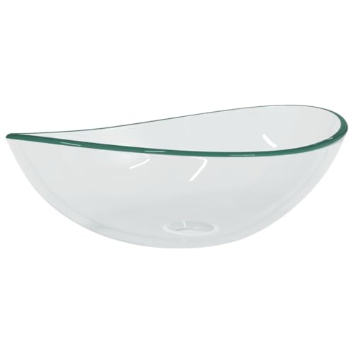 Vasque à Poser, Lavabo à Poser en Verre Lave Main Salle de Bain Verre trempé 54,5x35x15,5 cm Transparent