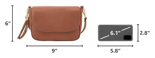Image of EVVE Small Crossbody Bags for Women Trendy Flap Saddle Purses with Tassel Vegan leather Shoulder bag