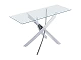 Table console Verre trempé Transparent, Argenté