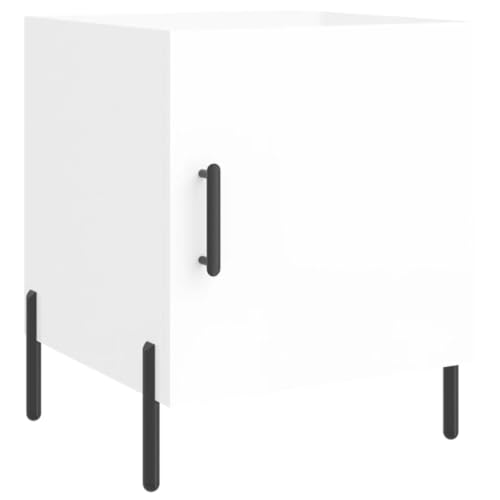 Table de Chevet Blanc Brillant 40x40x50 cm Petit Meuble Rangement