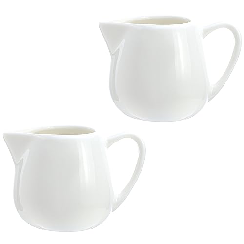 CHOOLD 2 pcs Mini Ceramic Creamer with Handle, Coffee Milk Creamer Pitcher